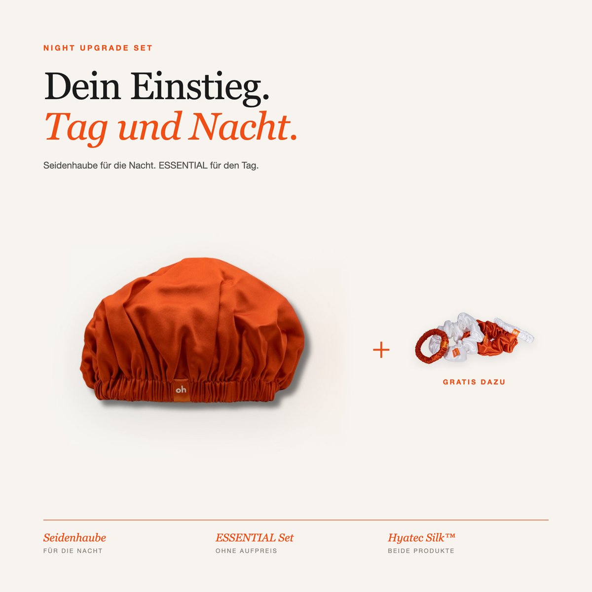 ohsilk Night Upgrade Set: Seidenhaube und ESSENTIAL Scrunchies