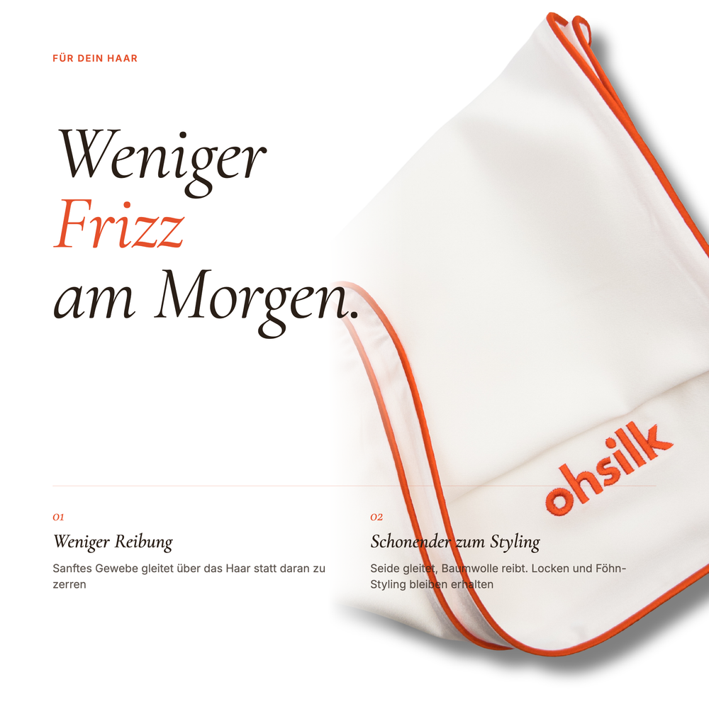 Weniger Frizz am Morgen: sanftes Gewebe gleitet über das Haar